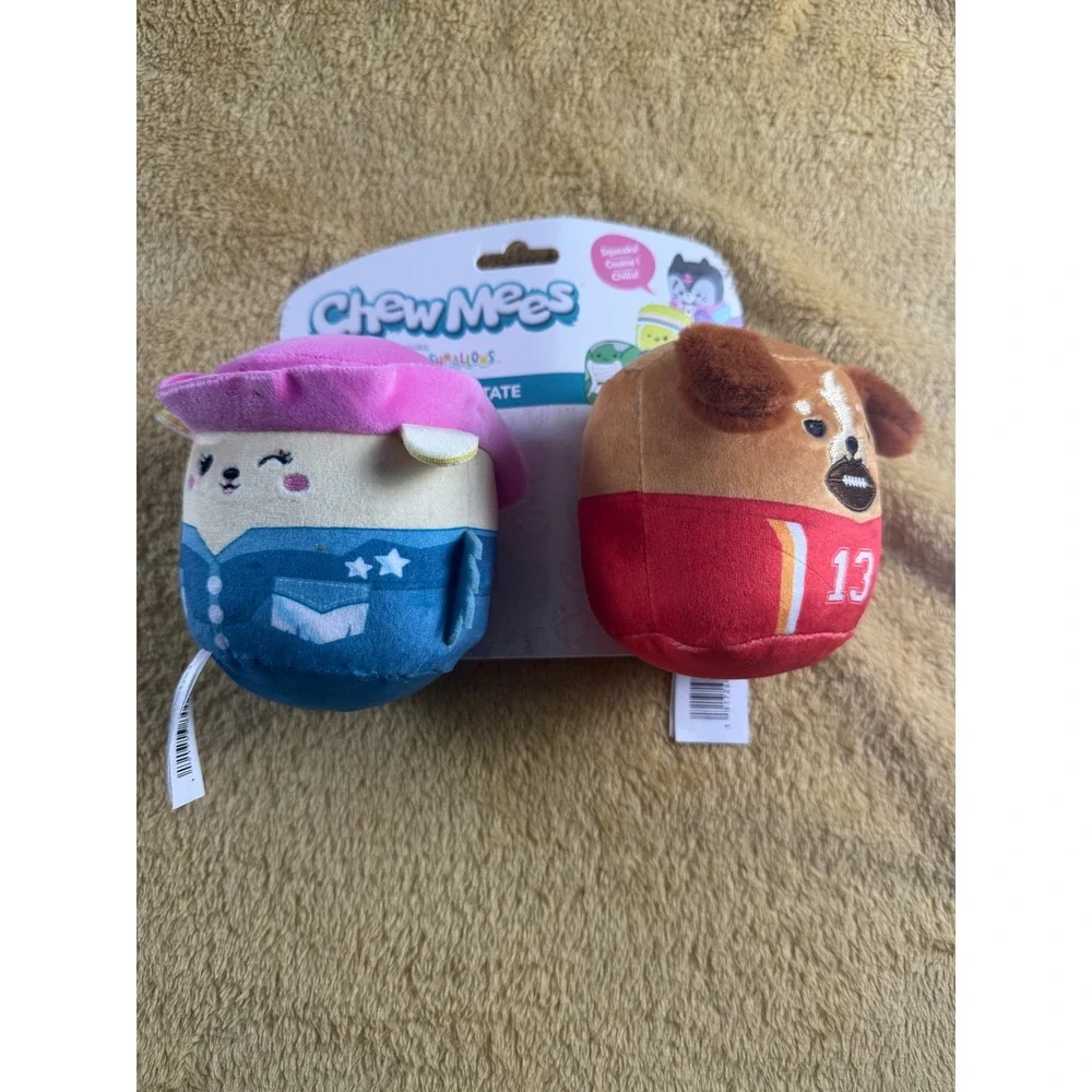 Squishmallows Chew Mees Bobbie Jo & Tate Dog Toy Plush Squeaky 2-Pack NEW